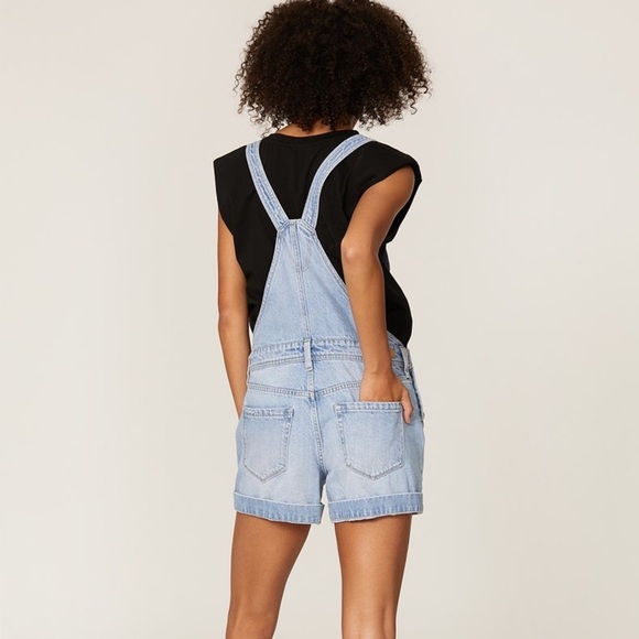 BLANKNYC Women’s Size 26 Light Blue Shorttall Cuffed Hem Cotton Denim Overalls - Picture 3 of 9